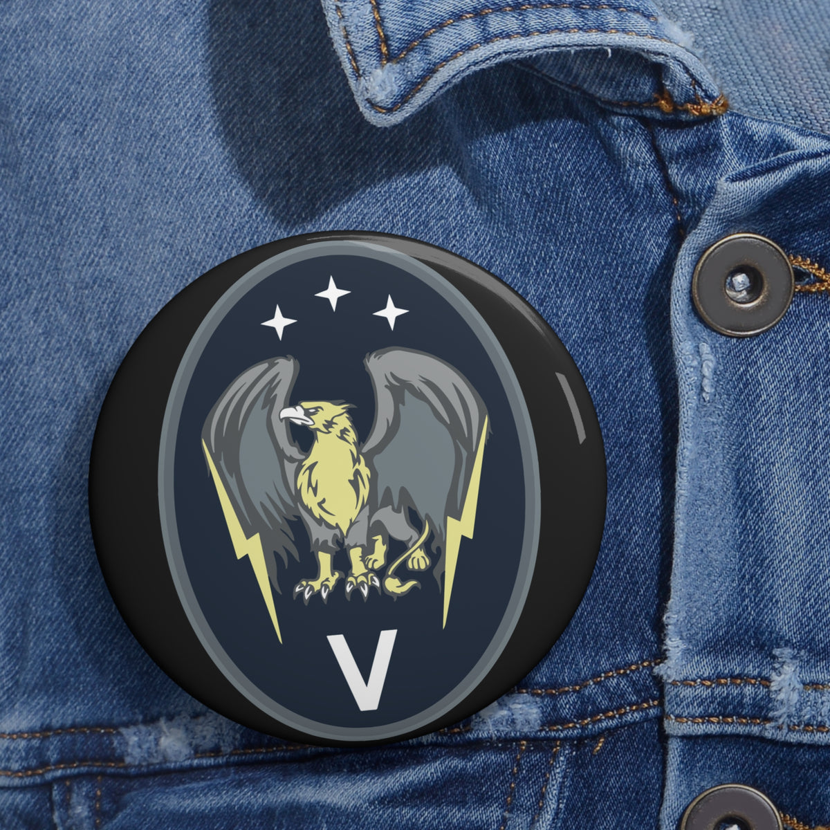 Sticker Plus Button USSF 5th Electromagnetic Warfare Pin | Space Force Stickers Plus