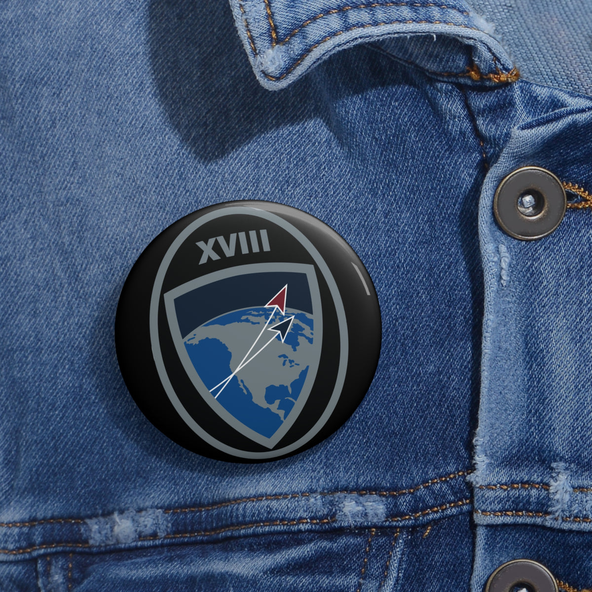 Custom Pin Button - USSF - 18th Space Defense Squadron wo txt