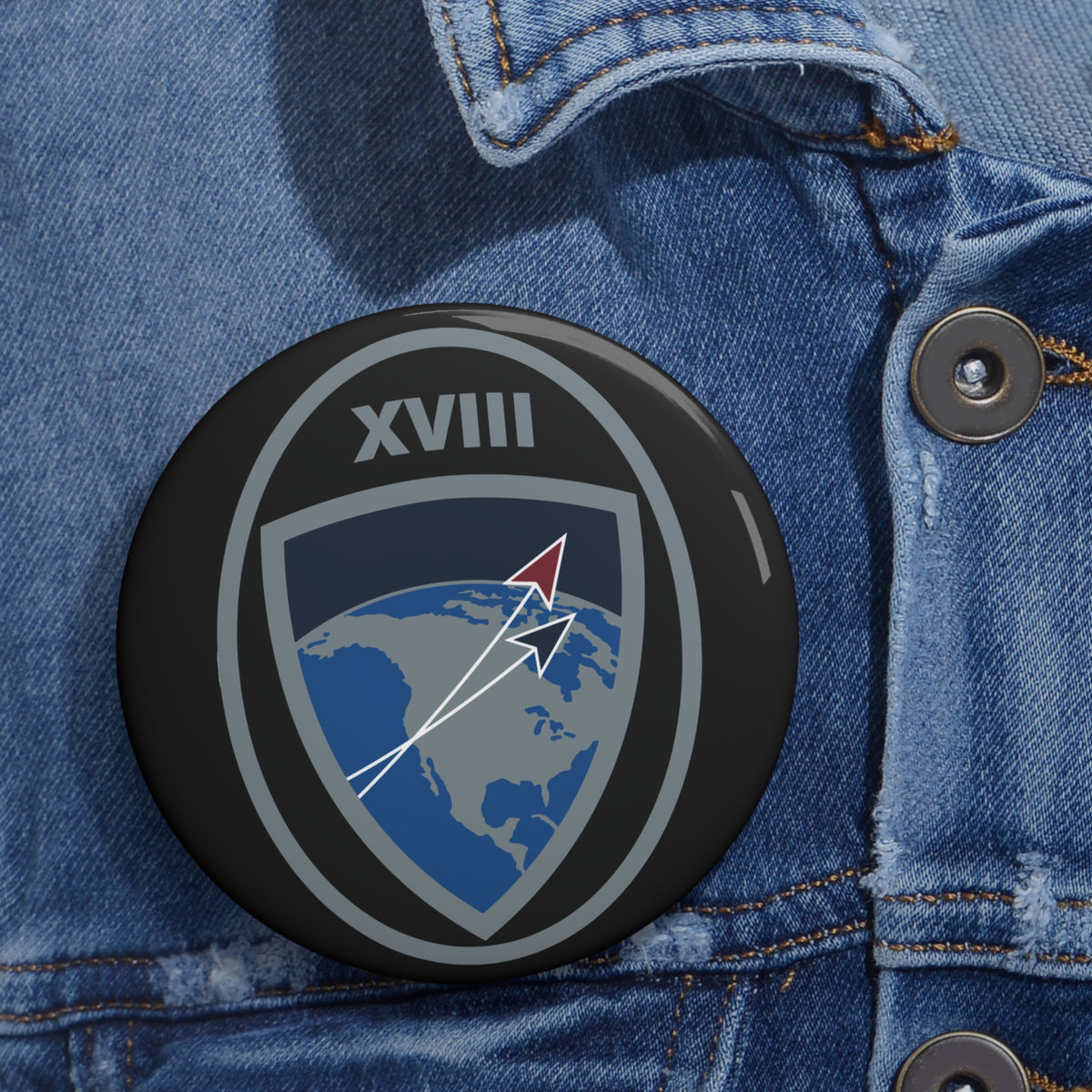 Custom Pin Button - USSF - 18th Space Defense Squadron wo txt