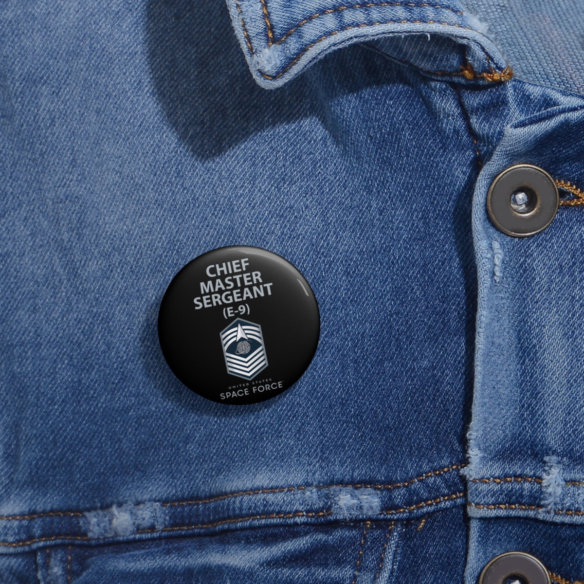 Custom Pin Button - USSF - E9 Chief Master Sergeant - US Space Force