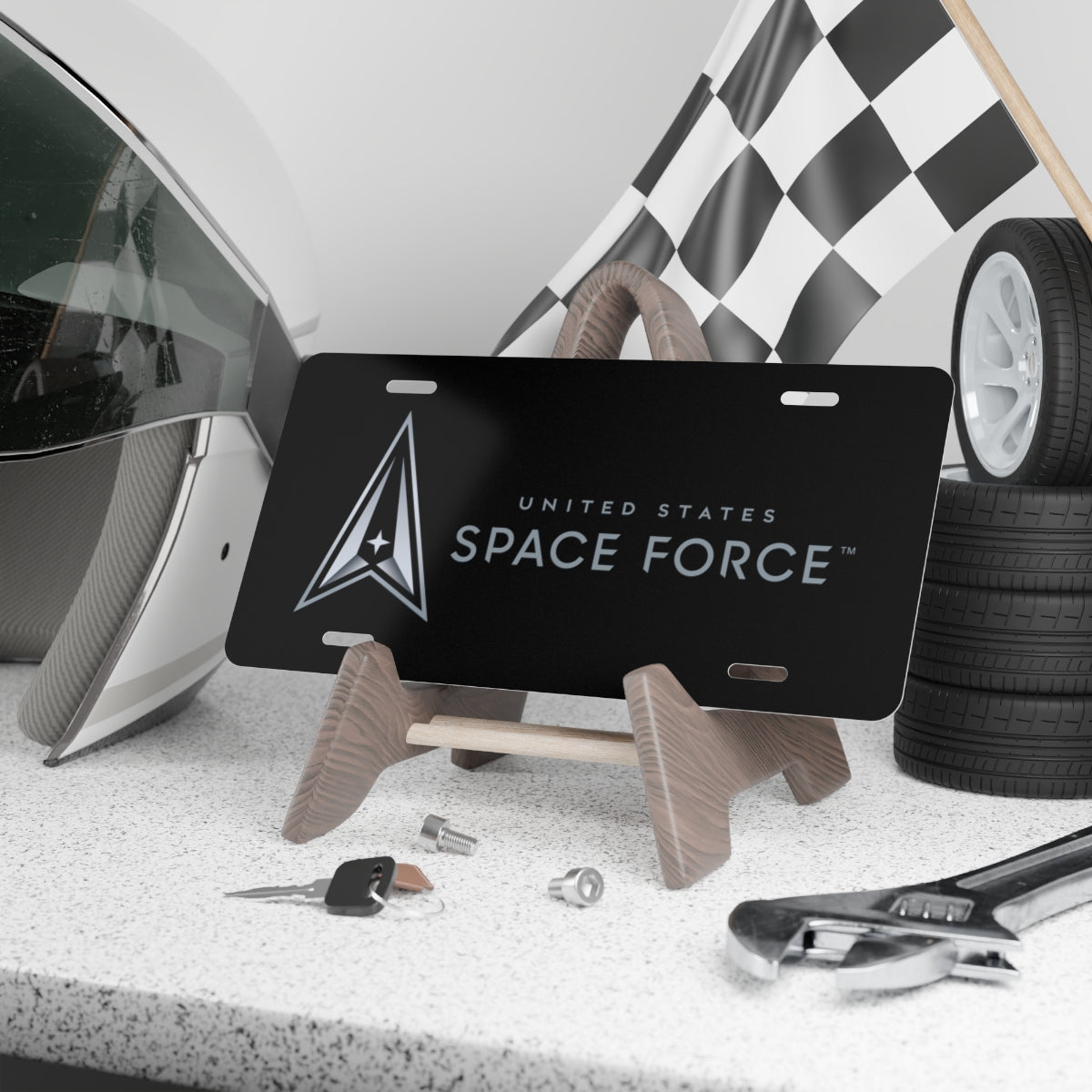 Vanity Plate - US Space Force Logo w Txt X 300