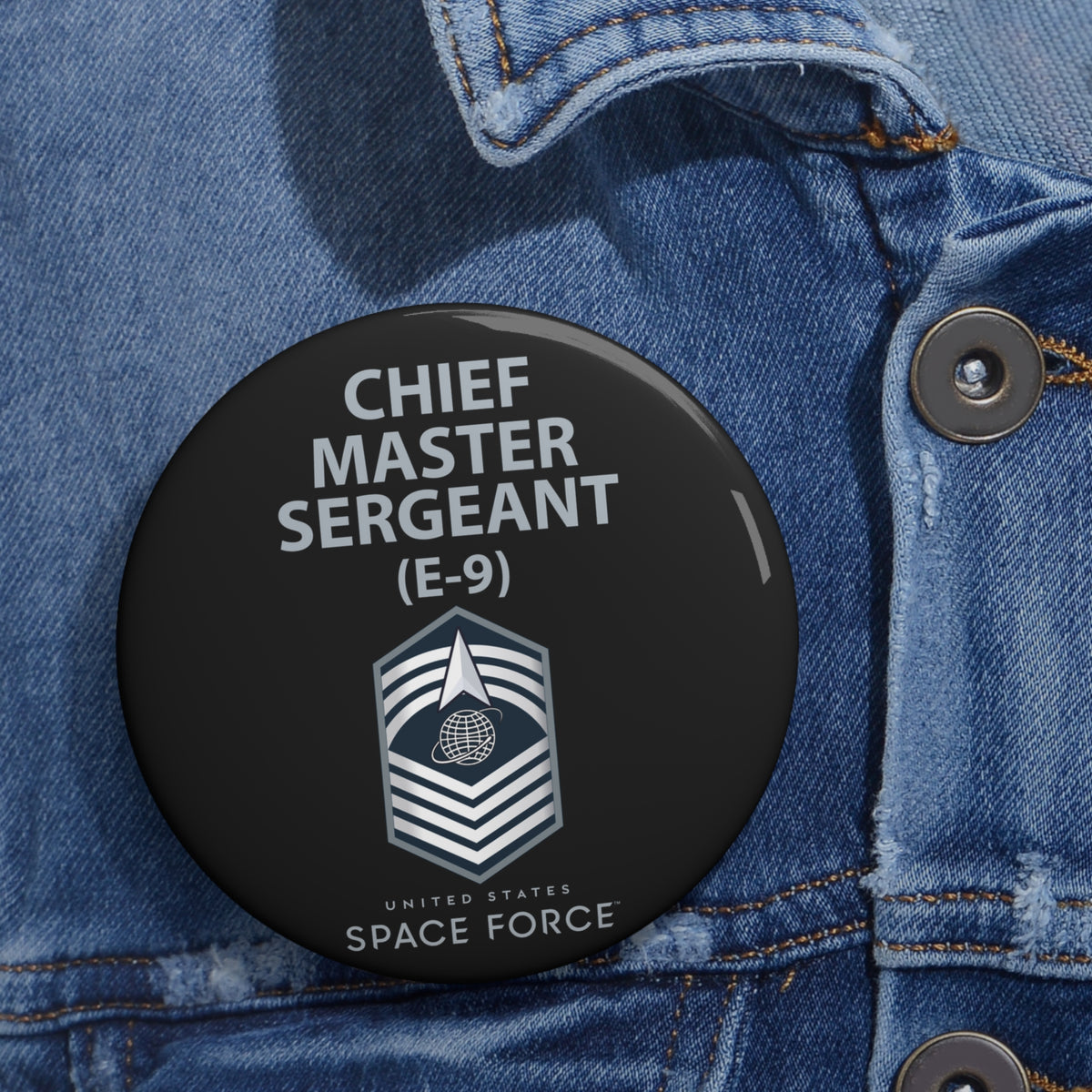 Custom Pin Button - USSF - E9 Chief Master Sergeant - US Space Force
