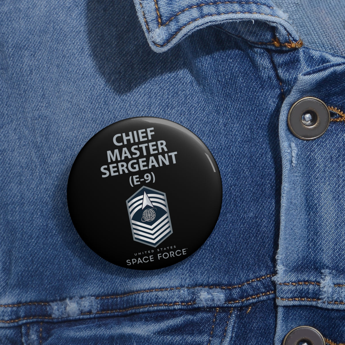 Custom Pin Button - USSF - E9 Chief Master Sergeant - US Space Force